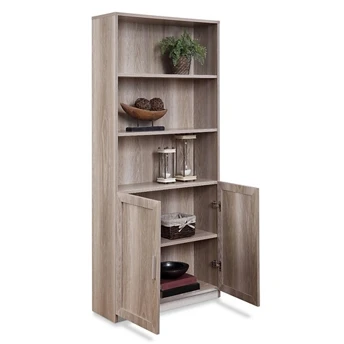 Apricot Wooden Bookshelf Storage Cabinet，File cabinet，Storage Cabinet with Doors