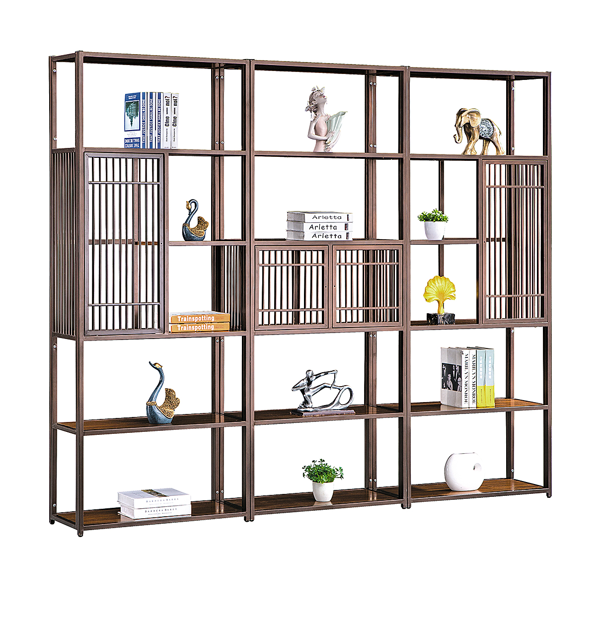 Classic style gold iron display cabinet office furniture supplier