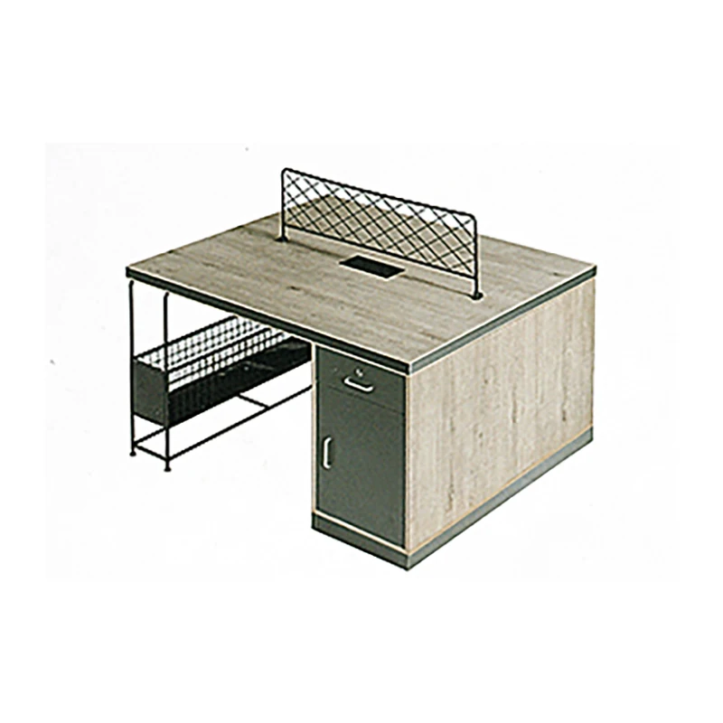 Factory Price Nature wood color office desk with storage made of wood and metal