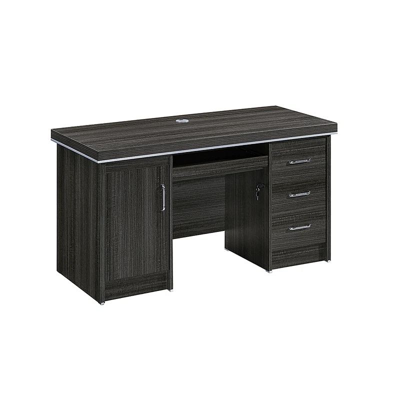 Factory Direct Sale Black Solid Wood Simple Office Desk with drawers