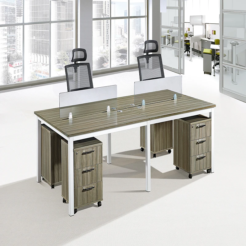Factory Direct Sale Light green senior 4 people staff desk with separate drawers