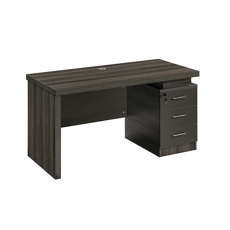 Customized professional Tan minimalist staff desk with lockable drawers