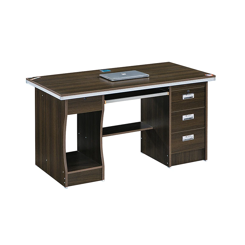 Customized professional Tan office desk with storage and bookcase can be host