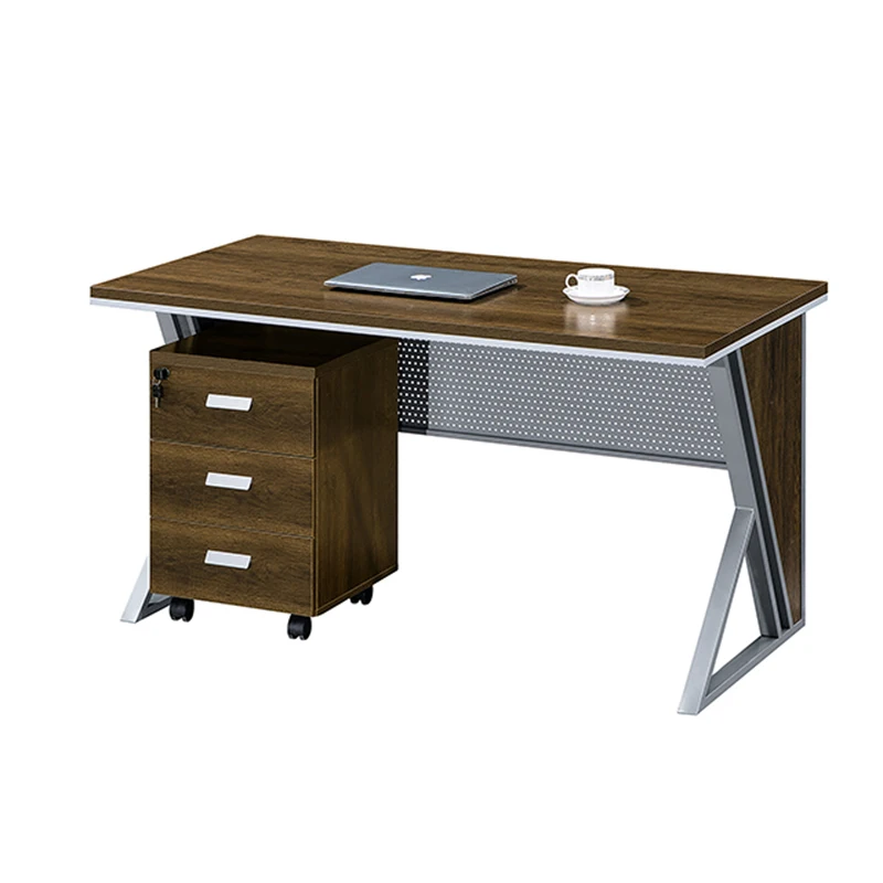 Customized professional Tan desk set with separate lockable drawers for staff