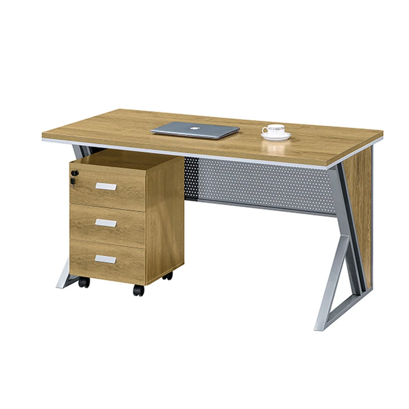 Factory Price Wood-colored desk set with separate lockable drawers