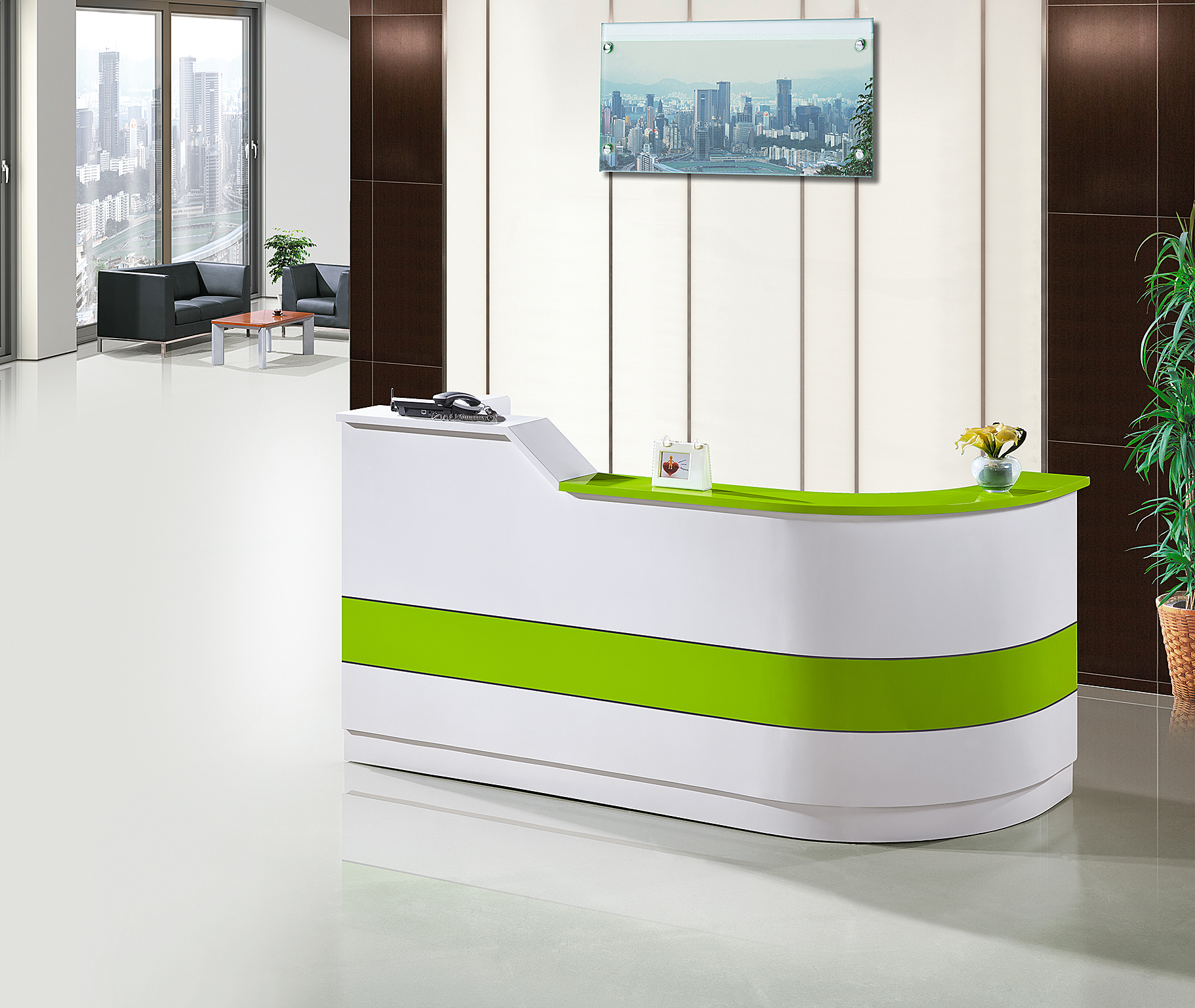 Customized professional Red and green modern simplicity reception desks