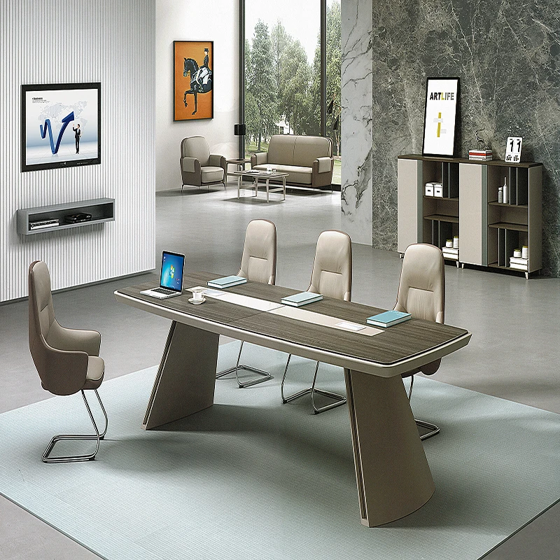 Customized professional High-Quality brown boardroom desks for meeting room