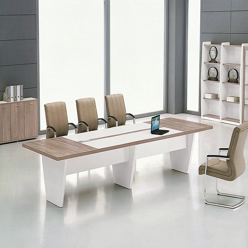 ODM OEM White and apricot Modern fresh style burlywood conference desk