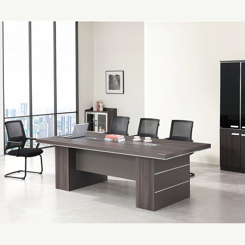 Professional Grade Grey and White Wood Conference Table for Corporate Meetings