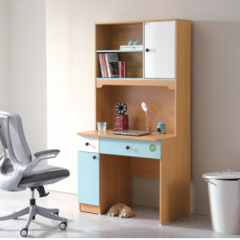 Apricot and White Stylish Glass Top Computer Office Desk with Storage Drawers