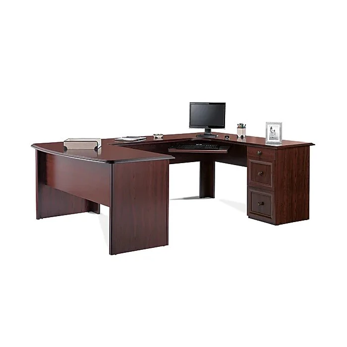 Classic and Durable U-Shaped Corner Desk for Boss, Cherry